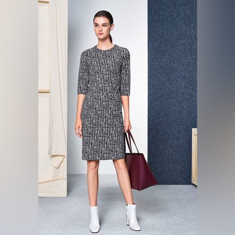 BOSS Decka Houndstooth Stretch Jacquard Sheath Dress size 4 US NWOT